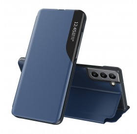 Eco Leather View Case elegant case with a flip cover and stand function for Samsung Galaxy S22 + (S22 Plus) blue
