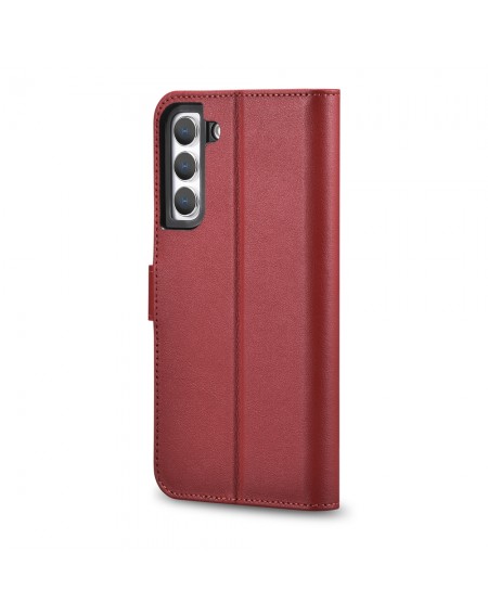 iCarer Haitang Leather Wallet Case Leather Case for Samsung Galaxy S22 + (S22 Plus) Wallet Housing Cover Red (AKSM05RD)