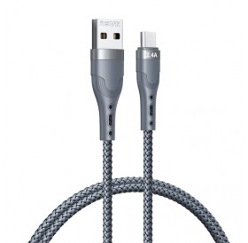 Remax USB cable - micro USB for charging and data transmission 2.4A 1m silver (RC-C006)