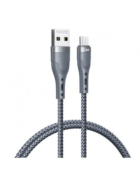 Remax USB cable - micro USB for charging and data transmission 2.4A 1m silver (RC-C006)