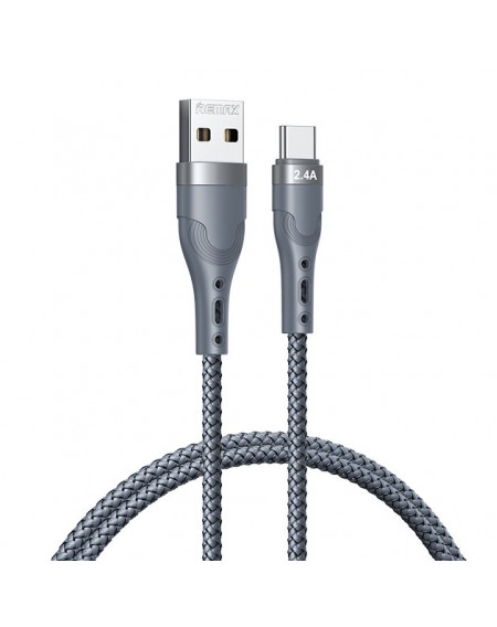 Remax USB cable - USB Type C for charging and data transmission 2.4A 1m silver (RC-C006)