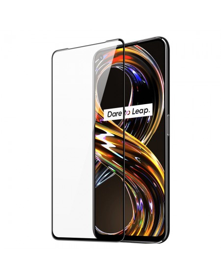 Dux Ducis 9D Tempered Glass 9H Durable Full Screen Tempered Glass with Realme 8i frame black (case friendly)