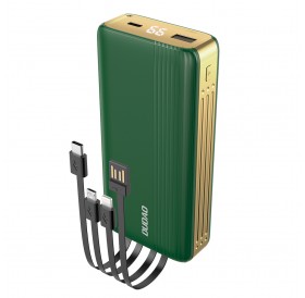 Dudao K4Pro powerbank with built-in cables 20000mAh LED display green