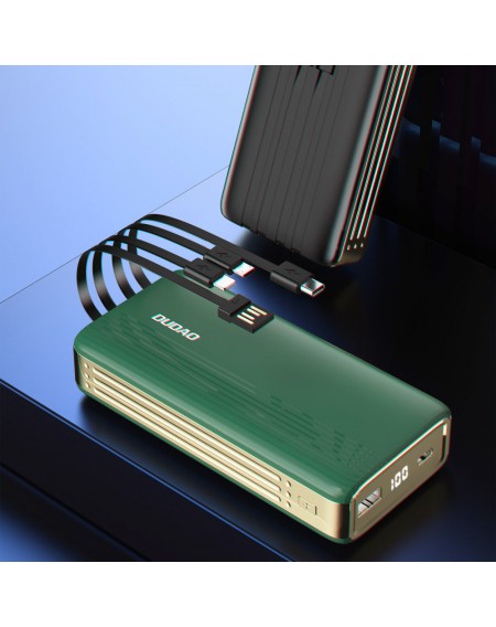 Dudao K4Pro powerbank with built-in cables 20000mAh LED display green