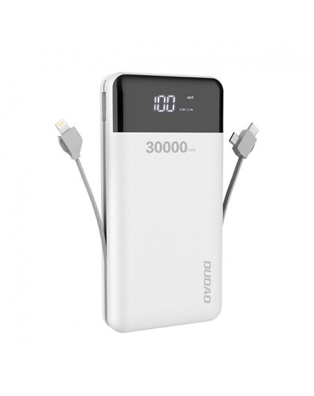 Dudao K1Max 30000mAh power bank with built-in cables white (K1Max-white)