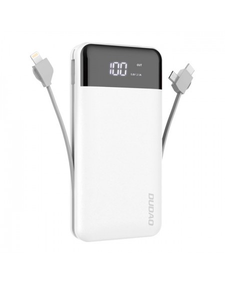 Dudao K1Pro powerbank 20000mAh with built-in cables white (K1Pro-white)