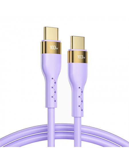 Joyroom Liquid Silicone USB Type C - USB Type C charging / data cable PD 100W 1.2m purple (S-1250N18-10)