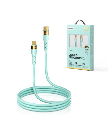 Joyroom Liquid Silicone USB Type C - USB Type C charging / data cable PD 100W 2m green (S-2050N18-10)