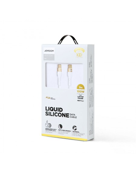 Joyroom Liquid Silicone USB Type C - USB Type C charging / data cable PD 100W 3m white (S-3050N18-10)