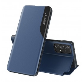 Eco Leather View Case elegant case with a flap and stand function for Samsung Galaxy A73 blue