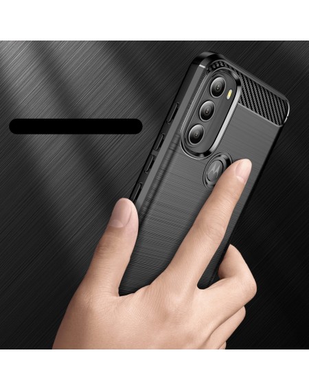 Carbon Case Flexible Cover Sleeve Motorola Moto G71 5G black