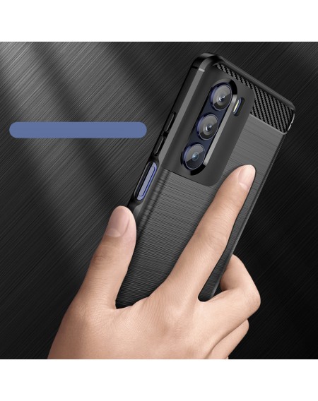 Carbon Case Flexible Cover Sleeve Motorola Moto G200 5G / Edge S30 black