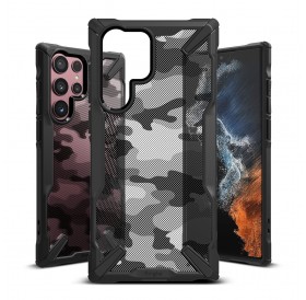 Ringke Fusion X case armored cover with frame for Samsung Galaxy S22 Ultra black Camo Black