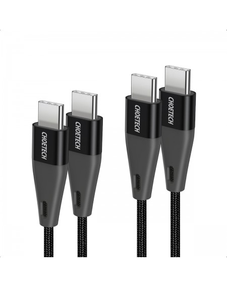 Choetech set of 2 USB Type C cables - USB Type C Power Delivery 60W 5A 1.2m + 2m black (XCC-1003)