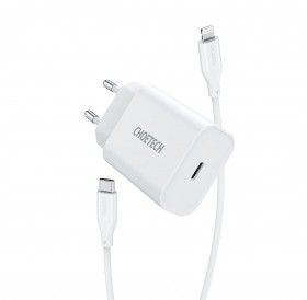 Choetech USB wall charger Type C 20W Power Delivery 3A + MFI USB Type C cable - Lightning 1.2m white (Q5004-V2-EU-CLWH)