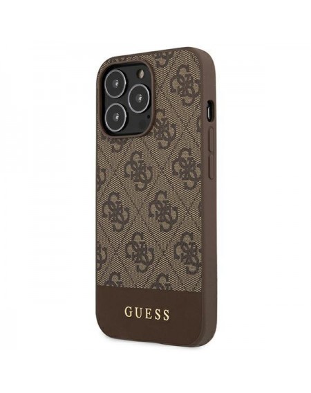 Guess GUHCP13LG4GLBR iPhone 13 Pro / 13 6,1" brązowy/brown hard case 4G Stripe Collection