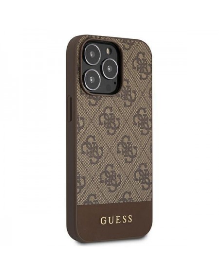 Guess GUHCP13LG4GLBR iPhone 13 Pro / 13 6,1" brązowy/brown hard case 4G Stripe Collection
