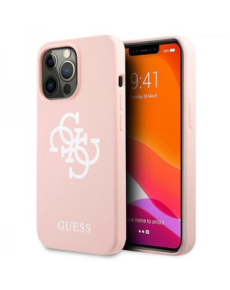 Guess GUHCP13LLS4GWPI iPhone 13 Pro / 13 6,1" różowy/pink hard case Silicone 4G Logo