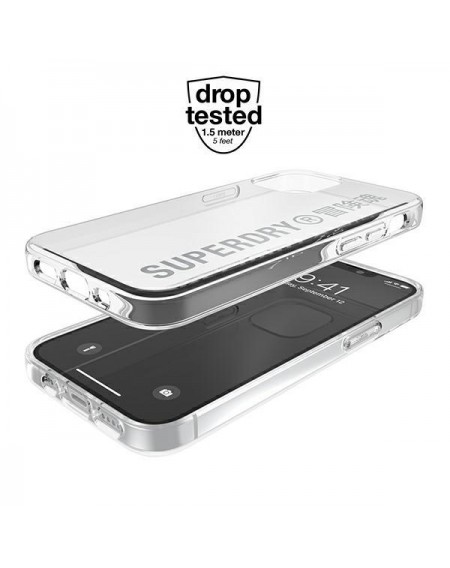 SuperDry Snap iPhone 12 mini Clear Case srebrny/silver 42590