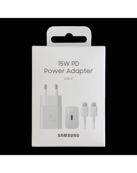 Samsung USB wall charger Type C 15W PD AFC + USB cable Type C white (EP-T1510XWEGEU)