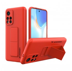 Wozinsky Kickstand Case Silicone Stand Cover for Xiaomi Poco M4 Pro 5G red