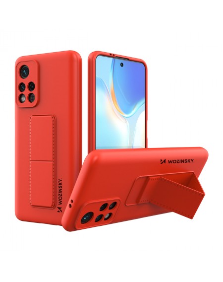 Wozinsky Kickstand Case Silicone Stand Cover for Xiaomi Poco M4 Pro 5G red