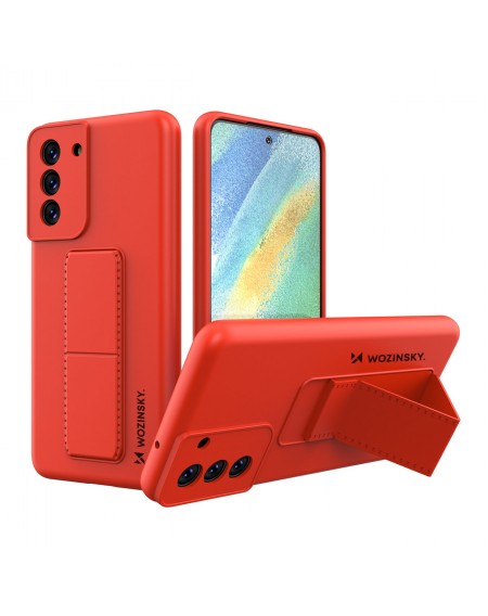 Wozinsky Kickstand Case Silicone Stand Cover for Samsung Galaxy S21 FE Red