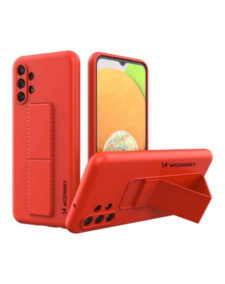 Wozinsky Kickstand Case Silicone Stand Cover for Samsung Galaxy A23 Red