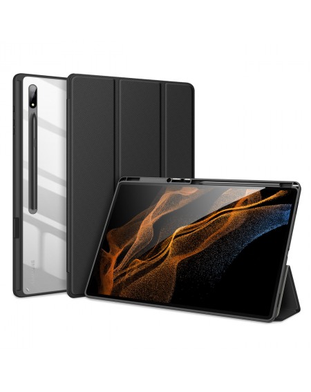 Dux Ducis Toby Armored Flip Smart Case for Samsung Galaxy Tab S8 Ultra with Stylus Holder Black