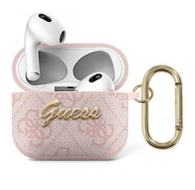 Guess GUA34GSMP AirPods 3 cover różowy/pink 4G Script Metal Collection
