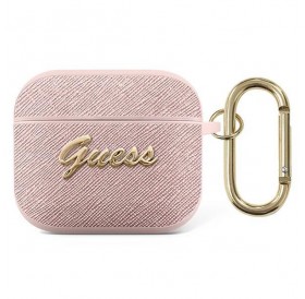 Guess GUA3SASMP AirPods 3 cover różowy/pink Saffiano Script Metal Collection