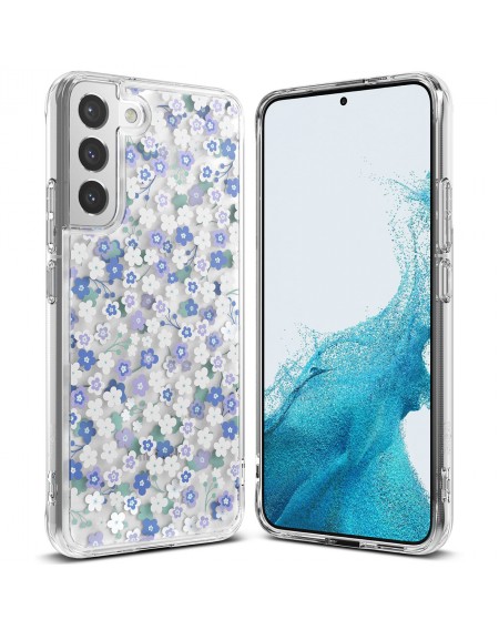 Ringke Fusion Design Armored Case Cover with Gel Frame for Samsung Galaxy S22 + (S22 Plus) transparent (Wild flowers) (F593R51)