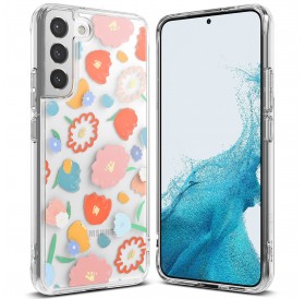 Ringke Fusion Design Armored Case Cover with Gel Frame for Samsung Galaxy S22 + (S22 Plus) transparent (Floral) (F593R31)
