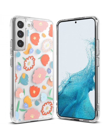 Ringke Fusion Design Armored Case Cover with Gel Frame for Samsung Galaxy S22 transparent (Floral) (F592R31)