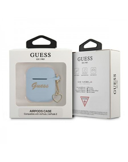Guess  GUA2LSCHSB AirPods cover niebieski/blue Silicone Charm Heart Collection