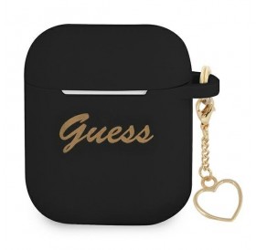 Guess GUA2LSCHSK AirPods cover czarny/black Silicone Charm Heart Collection