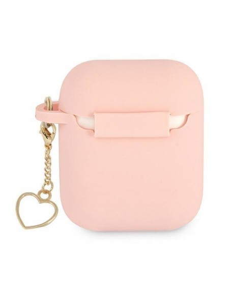 Guess GUA2LSCHSP AirPods cover różowy/pink Silicone Charm Heart Collection