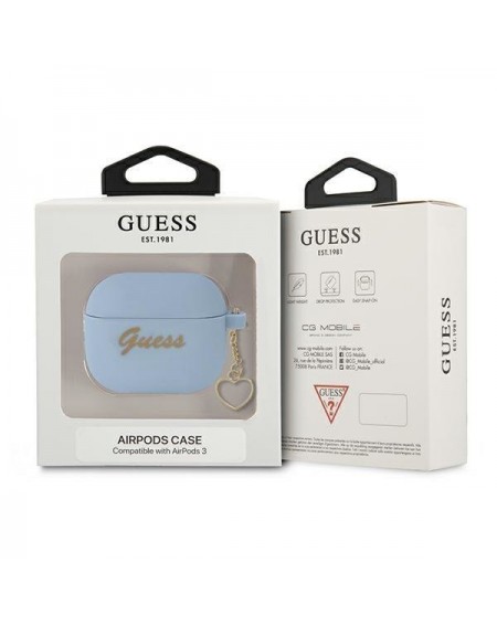 Guess GUA3LSCHSB AirPods 3 cover niebieski/blue Silicone Charm Heart Collection