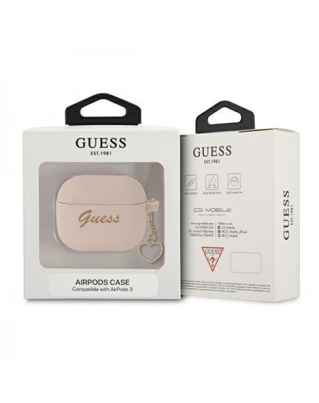 Guess GUA3LSCHSP AirPods 3 cover różowy/pink Silicone Charm Heart Collection