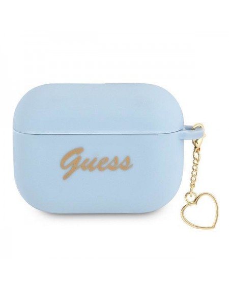 Guess GUAPLSCHSB AirPods Pro cover niebieski/blue Silicone Charm Heart Collection