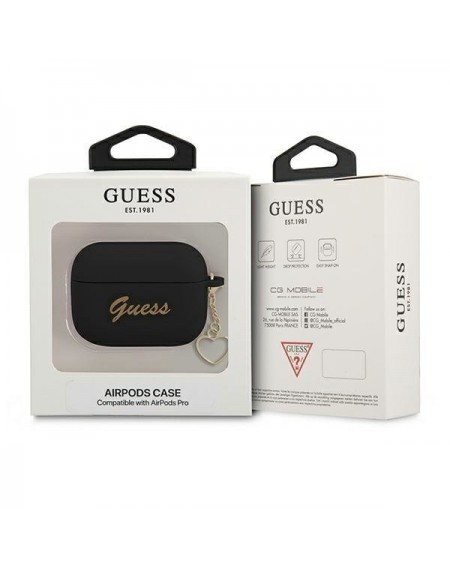 Guess GUAPLSCHSK AirPods Pro cover czarny/black Silicone Charm Heart Collection
