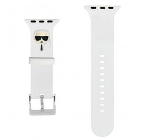 Karl Lagerfeld Pasek KLAWLSLKW Apple Watch 42/44/45mm biały/white strap Silicone Karl Heads