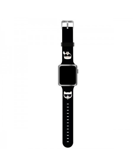 Karl Lagerfeld Pasek KLAWMSLCKK Apple Watch 38/40/41mm czarny/black strap Silicone Karl & Choupette Heads
