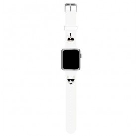 Karl Lagerfeld Strap KLAWMSLCKW Apple Watch 38/40/41mm white/white strap Silicone Karl &amp; Choupette Heads