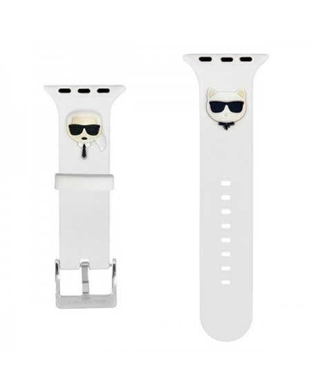 Karl Lagerfeld Strap KLAWMSLCKW Apple Watch 38/40/41mm white/white strap Silicone Karl &amp; Choupette Heads