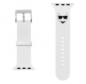 Karl Lagerfeld Pasek KLAWMSLCW Apple Watch 38/40/41mm biały/white strap Silicone Choupette Heads