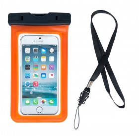 Waterproof pouch phone purse on the pool orange