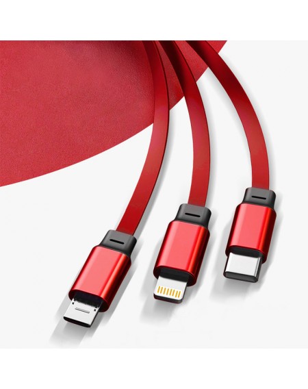 Dudao L8H cable 3in1 extendable 1.1m red (L8H-red)