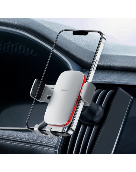 Baseus Metal Age II gravity car phone holder on the ventilation grille silver (SUJS000012)