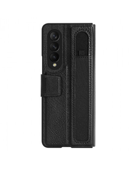Nillkin Aoge Leather Case Flexible Armored Genuine Leather Case with Pocket for Samsung Galaxy Z Fold 3 Black